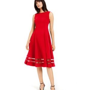 Calvin Klein fit and flare red dress 20w